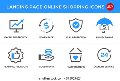 Flat line design concept icons for online shopping, website banner and landing page