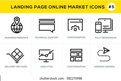 Flat line design concept icons for online shopping, website banner and landing page