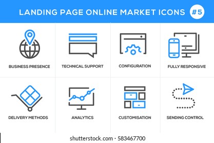 Flat line design concept icons for online shopping, website banner and landing page