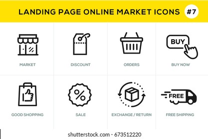 Flat line design concept icons for online shopping, website banner and landing page