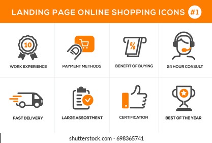 Flat line design concept icons for online shopping, website banner and landing page
