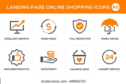 Flat line design concept icons for online shopping, website banner and landing page