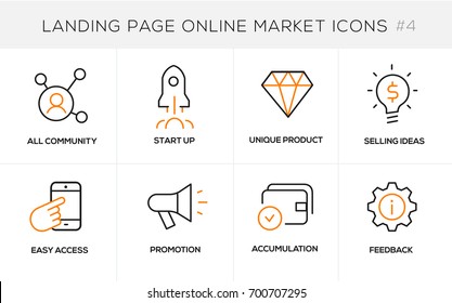 Flat Line Design Concept Icons For Online Shopping, Website Banner And Landing Page