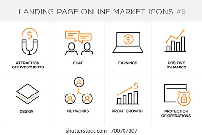 Flat line design concept icons for online shopping, website banner and landing page