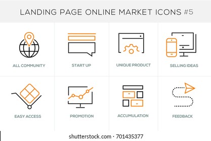 Flat line design concept icons for online shopping, website banner and landing page