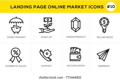Flat line design concept icons for online shopping, website banner and landing page