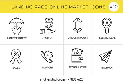 Flat line design concept icons for online shopping, website banner and landing page
