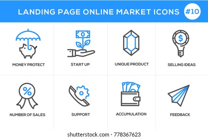 Flat line design concept icons for online shopping, website banner and landing page