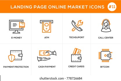 Flat line design concept icons for online shopping, website banner and landing page