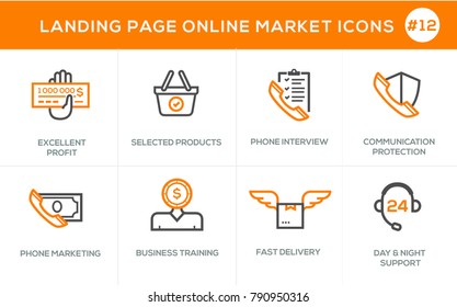 Flat line design concept icons for online shopping, website banner and landing page