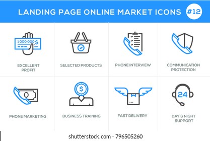 Flat line design concept icons for online shopping, website banner and landing page