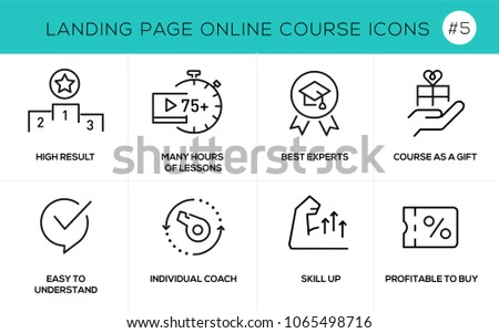 Flat line design concept icons online e-learning