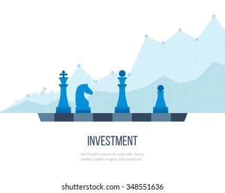 Flat Line Design Concept For Investment, Finance, Banking, Market Data Analytics, Strategic Management. Strategy For Successful Business. Investment Growth. Investment Business. Investment Management.