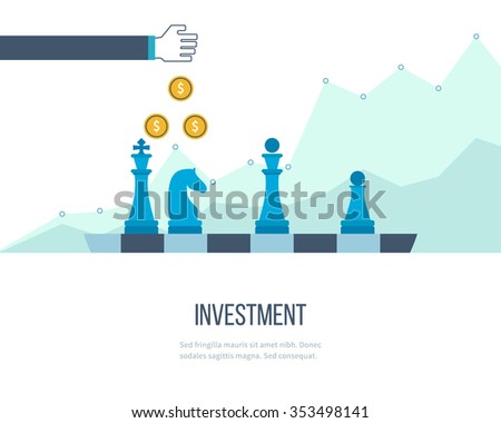 Flat line design concept for investment, finance, banking, market data analytics, strategic management. Strategy for successful business. Investment growth. Investment business. Investment management.