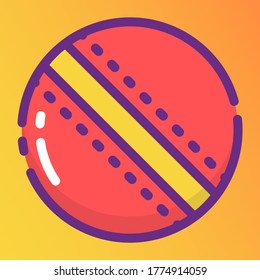 Flat line design of cricket ball in editable vector 