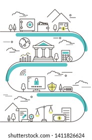 Flat line design of financial for website, mobile and cover.