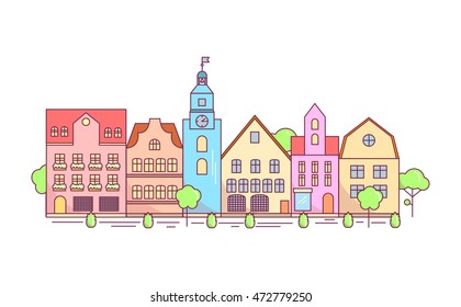 Flat Line design graphic concept, website elements layout of Eco City.