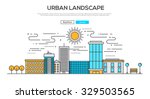 Flat Line design graphic image concept, website elements layout of  Urban Landscape. Icons Collection of Creative Work Flow Items. Vector Illustration