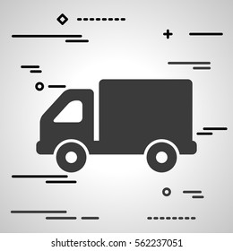 Flat Line design graphic image concept of truck icon on a grey background
