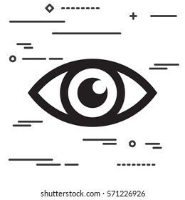Flat Line design graphic image concept of eye icon on a white background