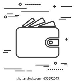 Flat Line design graphic image concept of wallet icon on a white background