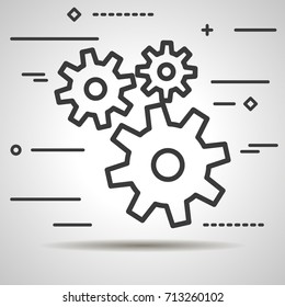 Flat Line design graphic image concept of gears icon on a white background