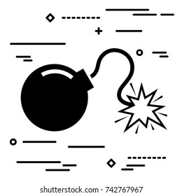 Flat Line design graphic image concept of bomb icon on a white background