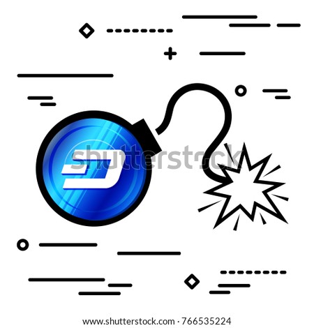 Flat Line design graphic image concept of dash bomb icon on a white background
