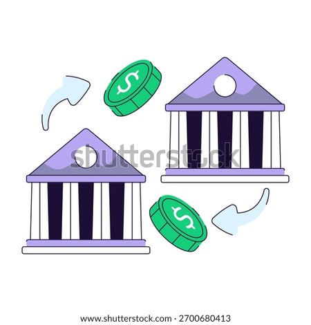 A flat line design illustration of bank transfer