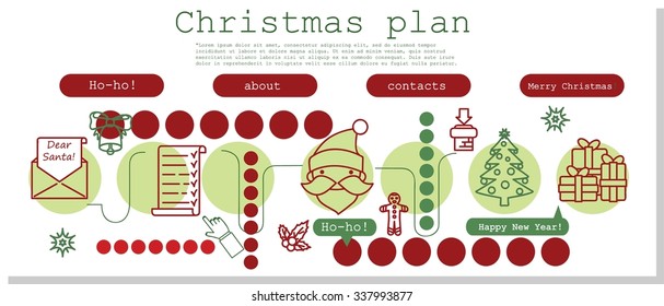 Flat line design illustration concepts for christmas planning and celebration. Modern line style illustration for web banners, hero images, printed materials