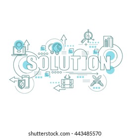 Flat line design start for business solution, market analysis, financial planning, accounting, corporate financial strategy, for website banner and infographics