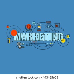 Flat line design start for business marketing, market analysis, financial planning, accounting, corporate financial strategy, for website banner and infographics
