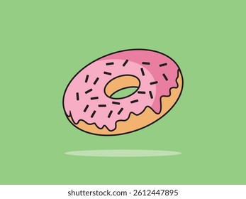 Flat Line Design Style Donut Icon, Outline Symbol Vector Illustration