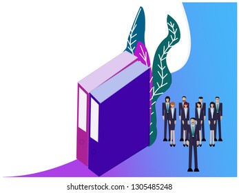 Flat line design style modern vector illustration concept for business people teamwork, human resources, career opportunities, team skills, management, for website banner and landing page. 