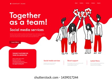 Flat line design style modern vector illustration concept for business people teamwork, human resources, career opportunities, team skills, management, for website banner and landing page.