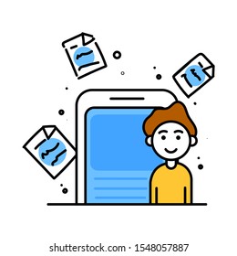 Flat line design style modern vector illustration concept for business people teamwork, human resources, career opportunities, team skills, management, for website banner and landing page.