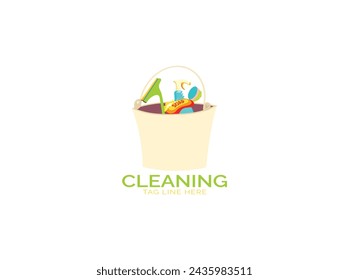 Flat line design style modern vector Cleaning Set.