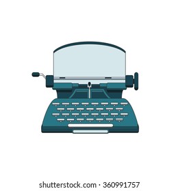 Flat and line design style modern vector illustration concept of a manual vintage stylish typewriter.