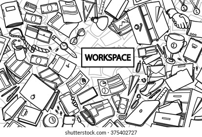 Flat line design style modern vector illustration conceptfor business people, workspace, career opportunities, time management, for website banner and landing page
