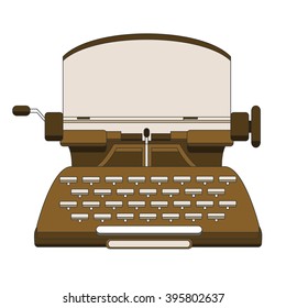 Flat and line design style modern vector illustration concept of a manual vintage stylish typewriter.