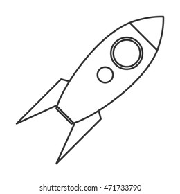 flat line design toy rocket icon vector illustration