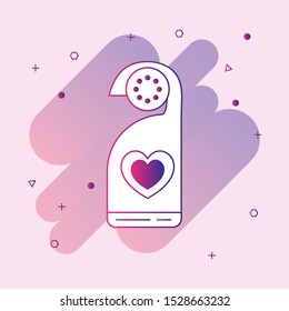 
Flat line design vector icon for tag hanging on door knob. Hotel industry. Do not disturb sign or online room reservation. Design elements for business and website