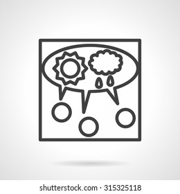 Flat line design vector icon for teamwork process. Symbol design of teamwork, creative process, crowd sourcing. Elements of web design for business and website.