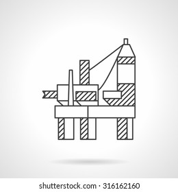 Flat line design vector icon for offshore oil platform. Symbol of the platform for the extraction of gas and oil in the sea. Elements of web design for business and website.