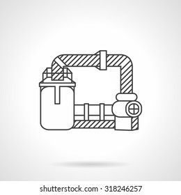 Flat Line Design Vector Icon For Wastewater Treatment. Plants And Factories, Environment Pollution And Ecology Problem. Design Elements For Business And Website