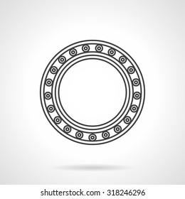 Flat line design vector icon for roller bearing. Spare parts, parts of rotate mechanism, details. Elements of web design for business and website.
