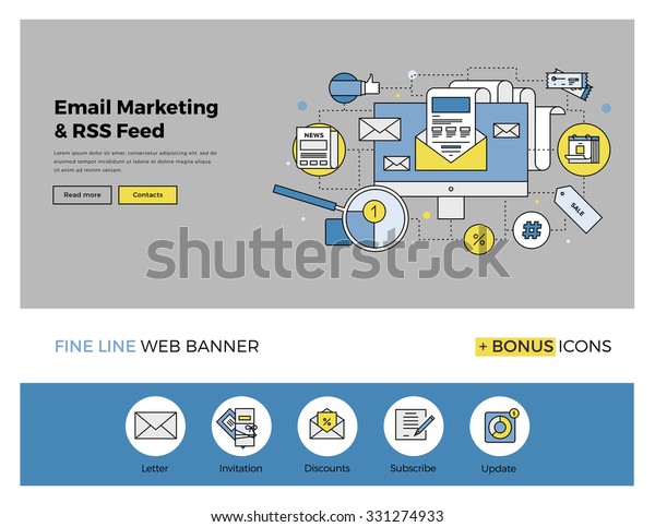 Flat Line Design Web Banner Template Stock Vector Royalty Free