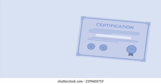 Flat line design website banner for certificate, diploma. Modern vector illustration for web design, marketing and print material.