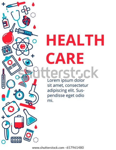 Flat Line Design Website Banner Health Stock Image Download Now