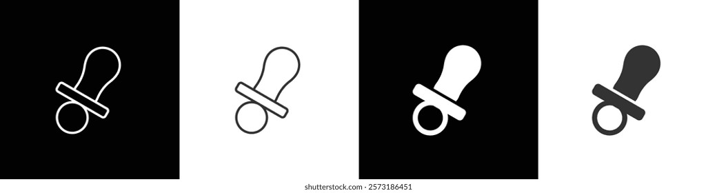 Flat and line Dummy Teat icon. Baby pacifier, dummy, soother or teether flat vector icon. icon of pacifier baby. Baby care vector illustration in black, white and transparent background. Eps10